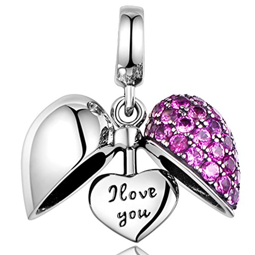 925 Sterling Silber I Love You Herz Kristall Charm Bead für Pandora Armbänder