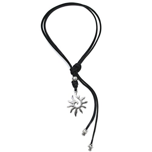 Beau Soleil Jewelry Lederkette mit Anhänger Sonne Symbol Halskette Echt Leder Kette Lederschmuck Lederband Kette