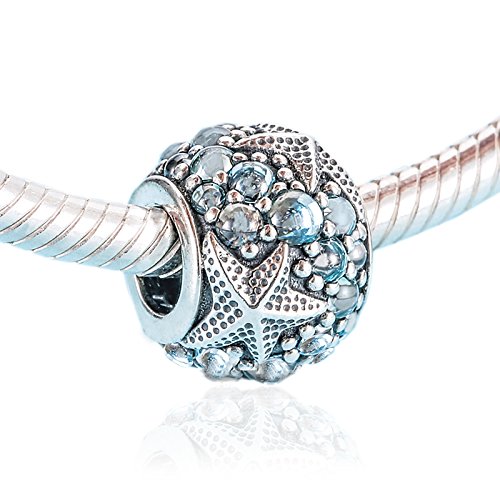 CHICBUY 2016 Europäische Mode 925 Silber Sommer Blue Oceanic Starfish Charms mit Zirkonia Diamant Perlen Passt für Pandora Armbänder Charm Schmuck