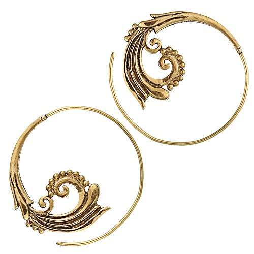 Chic-Net Spiralen Ohrringe Ornamente Messing Brass antik golden nickelfrei Piercing Tribal