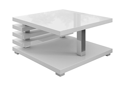 Couchtische Wohnzimmertische Beistelltisch Tisch Oslo 60 x 60 cm Weiß Hochglanz