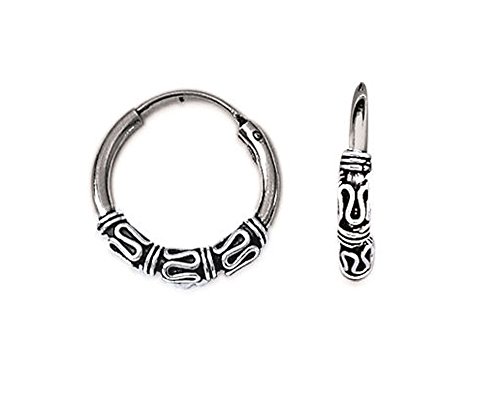 Creolen-Ohrringe im Ethno-Design aus 925 Sterling-Silber, Durchmesser 16 mm