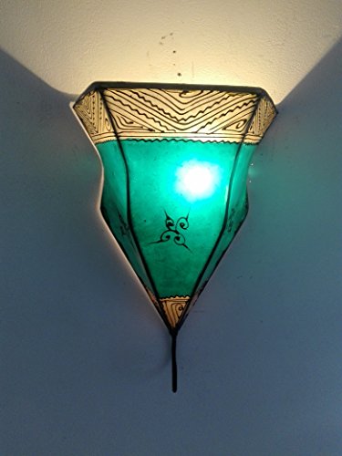 Ethno Einrichtung Wandleuchte Lampe Laterne aus Eisen und Leder Handbemalt Henna 1525 C2 Marokko morocchina Ethnic Arabischen Tausend und Eine Nacht