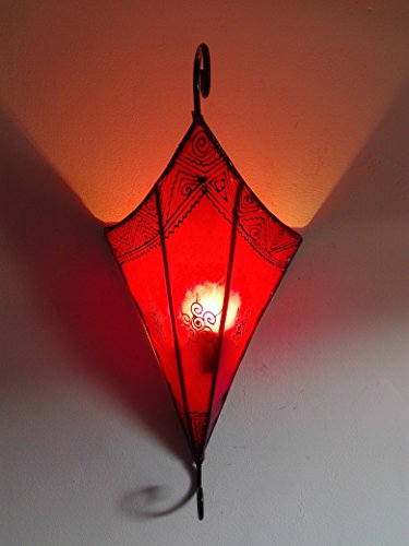 Ethno Einrichtung Wandleuchte Lampe Laterne aus Eisen und Leder handbemalt Henna 1610 C3 Marokko morocchina Ethnic arabischen Tausend und eine Nacht