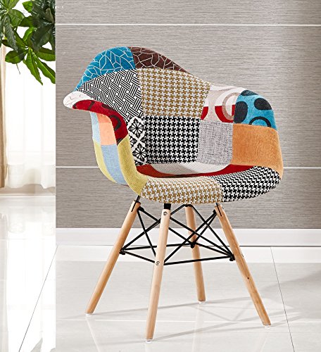P & N Homewares® Moda Patchwork Stuhl Esszimmerstuhl oder Bürostuhl oder Stuhl Wunderschöner Stoff Kombination modernen Retro-Stuhl