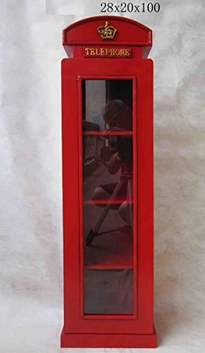 Retro Vintage Schrank mit Glass „London Telefonzelle“ - rot