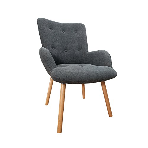 Riess Ambiente Design Sessel Scandinavia Grau inkl. Hocker Retro-Look Stuhl Wohnzimmer