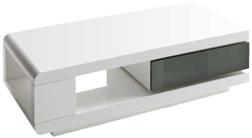 Robas Lund Couchtisch, Wohnzimmertisch, 360 Grad drehbar, Hochglanz/weiß, 120 x 60 x 36 cm, 59031WG4