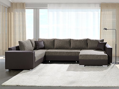 Sofa Couchgarnitur Couch Sofagarnitur PUEBLA mit Schlaffunktion U Polstergarnitur Polsterecke Wohnlandschaft mit Schlaffunktion