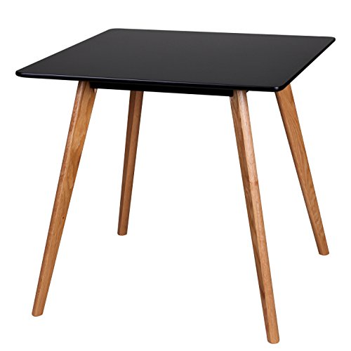 WOHNLING Esszimmertisch aus MDF Holz | Esstisch mit Tischplatte in schwarz | Robuster Küchen-Tisch im Retro Stil | Holz-Tisch in skandinavischem Design | Untergestell in Eschefurnier