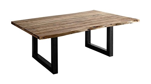 Wolf Möbel® Couchtisch Live Edge, aus Akazie, sandfarben & gebürstet, 120 x 80 cm, rechteckiger Wohnzimmertisch, massiver Tisch aus Holz, individuelles Unikat