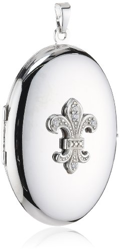 Xaana Damen-Anhänger 925 Sterling Silber aufklappbar Medaillon oval mit Lilie rhodiniert 36 mm AMZ0169