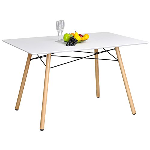 furniturer Esstisch Eames modernes Design Scandinavian weiß Retro Schreibtisch mit Holz Beine weiß