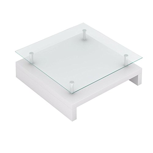 vidaXL Hochglanz Couchtisch Beistelltisch weiß Wohnzimmertisch Glastisch Glas