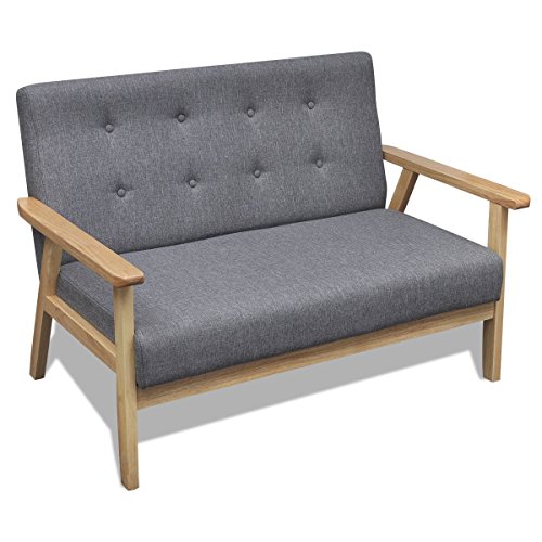 vidaXL Sofa Holz Retro Couch Sofagarnitur Polstermöbel Polstersofa Knopfdeko