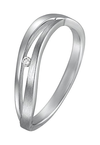 CHRIST Silver Diamonds Damen-Ring 925er Silber 1 Diamant ca. 0,02 ct. (silber)