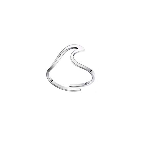 GD GOOD.designs EST. 2015 Wave Damen Ring in 925 Sterling Silber, Verstellbarer Ring mit Welle (Silber)