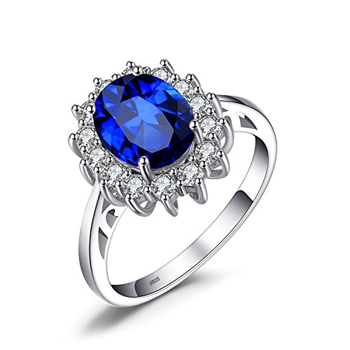 Jewelrypalace Synthetisch Lila-Blau Alexandrit Saphir Rubin Smaragd Prinzessin Diana Silberring Ring Solid 925 Sterling Silver