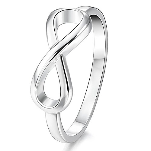 MunkiMix 925 Sterling Silber Band Ring Silber Ton Infinity Unendlichkeit Zeichen Symbol Hochzeit Damen