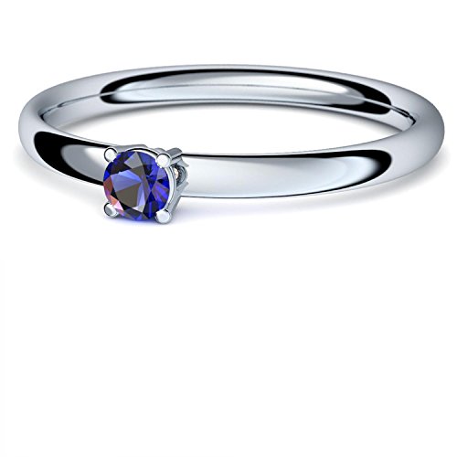 Saphir Ring Silber 925 (***sehr hochwertiger Saphir 3 mm***) + GRATIS Luxusetui Silberring blauer Stein Silberring Saphir Saphirringe Ringe Damen Schmuck AM161 SS925SAFA