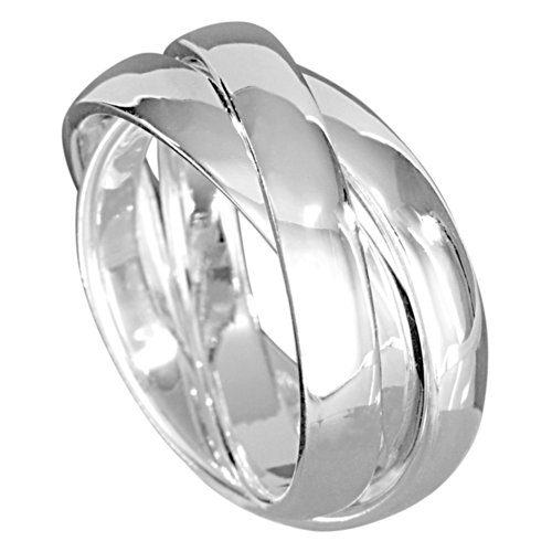 Vinani 3er Ring Wickelring massiv glänzend 3 Ringe beweglich Sterling Silber 925 Dreierring R3R