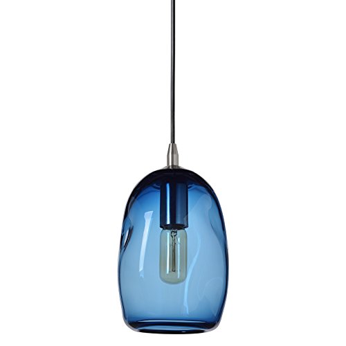 CASAMOTION Mini Pendelleuchte Mundgeblasen Glas Hängelampe, Moderne Hängeleuchte Pendellampe, Blau/Transparent/Braun