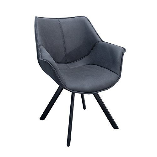Design Stuhl THE DUTCH RETRO antik schwarz mit Armlehne Metall Esszimmer Sessel Polsterstuhl Bürosessel