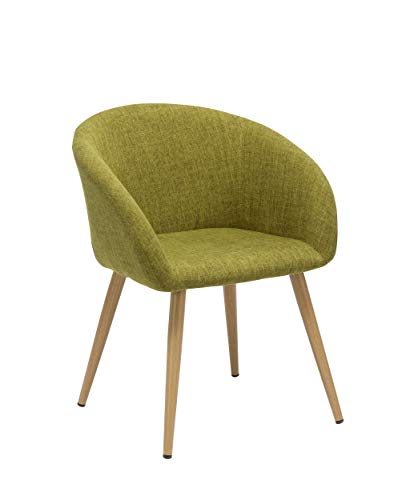 Duhome Elegant Lifestyle Esszimmerstuhl aus Stoff (Leinen) Senf-Gelb Grün Retro Design Stuhl mit Rückenlehne Metallbeine Holzoptik DH0009