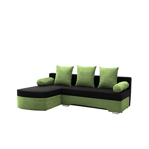 Ecksofa Smart! Sofa Eckcouch Couch! mit Schlaffunktion und Bettkasten! Ottomane Universal, L-Form Couch Schlafsofa Bettsofa Farbauswahl (Alova 42 + Alova 04)