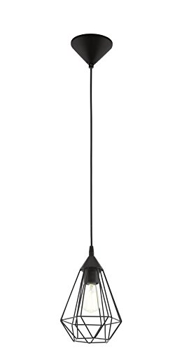 Eglo 94187 Hängeleuchte Tarbes in schwarz Stahl 1X60W H:110 Ø 17,5cm