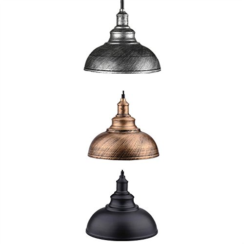 Einkopf Retro Vintage Lampenschirm LED Lampen Hängelampe Hängeleuchte Deckenleuchte Pendelleuchte Edison Industriebeleuchtung Eisen Schwarz Bronze Silver