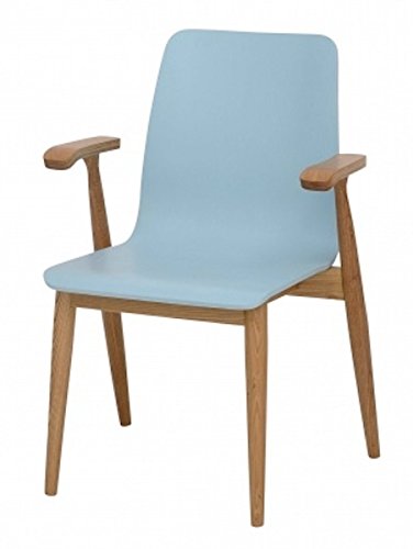 Galdem Retro Stuhl Holzfüße Hochlehner Esszimmerstuhl Wohnzimmerstuhl Bürostuhl Esche Blau 84 x 60 x 50 cm