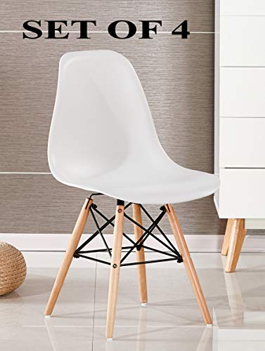 MCC Retro Design Stühle LIA im 4er Set, Eiffelturm inspirierter Style für Küche, Büro, Lounge, Konferenzzimmer etc., 6 Farben, KULT (Weiß)