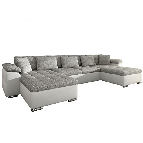 Mirjan24  Ecksofa Wicenza! Design Big Sofa Eckcouch Couch! mit Schlaffunktion Bettfunktion! Wohnlandschaft! U-Form, Große Farbauswahl (Soft 017 + Florida 01)