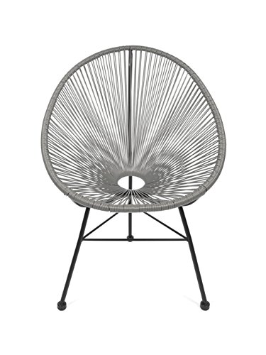 Retro Acapulco Lounge Relax Sessel Chair Indoor & Outdoor Rahmen & Füße Pulverbeschichtet Farbe Grau