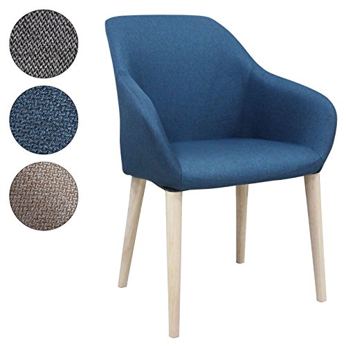 SVITA Esszimmerstuhl Polsterstuhl Stuhl Küchen-Stuhl Stoff Holz-Beine Retro Vintage Stil (Blau)
