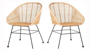 SalesFever 2er Set Esszimmerstuhl Palila, Rattanoptik naturfarben