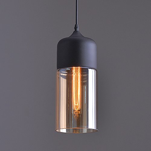 Weare Home Retro-Restaurant oder Küche Durchsichtiger Glas-Lampenschirm Pendelleuchten, Durchmesser 13cm, Höhe 33cm
