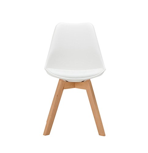 YiLianDa 2er Set Retro Esszimmer-Stuhl ohne Armlehne Küchenstuhl mit Lehne aus Kunststoff Holz Beinen Esszimmerstühle