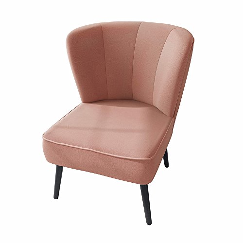 myHomery Venlo Lounge Sessel Gepolstert - Polsterstuhl für Esszimmer & Wohnzimmer - Vintagesessel Ohne Armlehnen - Eleganter Retro Stuhl aus Stoff - Rosa