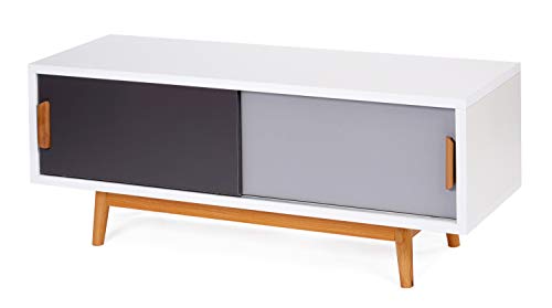 ts-ideen Sideboard Kommode Lowboard TV-Bank Weiss Grau Dunkelgrau 120 x 50 cm