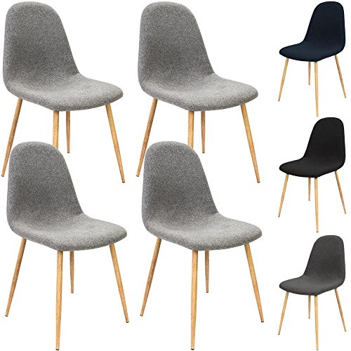 4X Design Stuhl mit Stoffbezug - Esszimmerstühle Stühle Designerstuhl Arbeitsstuhl Küchenstühle Wohnzimmerstuhl Esszimmerstuhl Sitzgruppe Essgruppe Bürostuhl Polsterstuhl