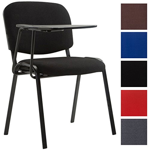 CLP Besucherstuhl Ken mit Klapptisch | Robuster Konferenzstuhl mit Gepolsterter Sitzfläche und Stoffbezug | In Verschiedenen Farben erhältlich
