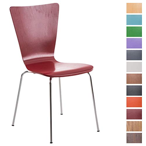 CLP Stapelstuhl Aaron ergonomisch Geformter Konferenzstuhl mit Holzsitz und stabilem Metallgestell | Platzsparender Stuhl mit Pflegeleichter Sitzfläche