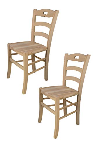 Tommychairs 2er Set Stühle Savoie 38, klassischer Stil, Robuste Struktur aus poliertem Buchenholz, unbehandelt und 100% natürlich, im natürlichen Farbton und mit Einer Sitzfläche aus echtem Stroh