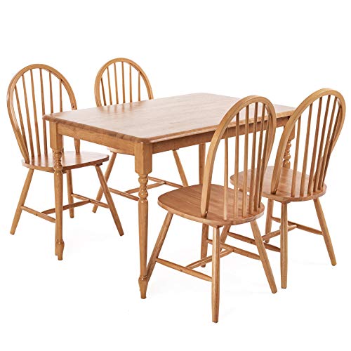 Winsor Esszimmergruppe 5 teilig aus Holz, Holztisch mit 4 Stühlen, Essgruppe, Esstisch, Esszimmerstühle
