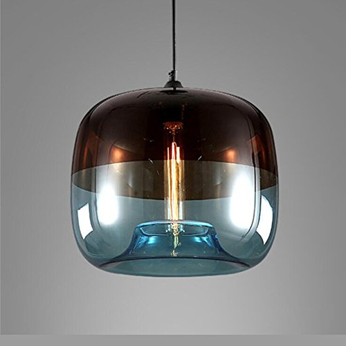 EasyGame-Einzigartige Optic zeitgenössische mundgeblasenem Glas Pendelleuchte, Decke hängende Leuchten, hellblau, 25cm