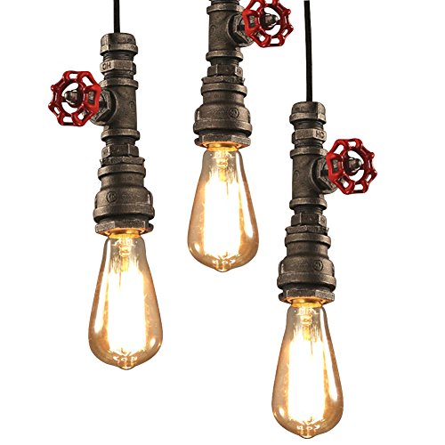 Metall Vintage Retro Industrial Eisen Fabriklampe Rohr DIY Deckenlampen Pendelleuchte Hängeleuchte Edisonlampe Lampe Leuchte Loft E27 (Ohne Birne),Bronze