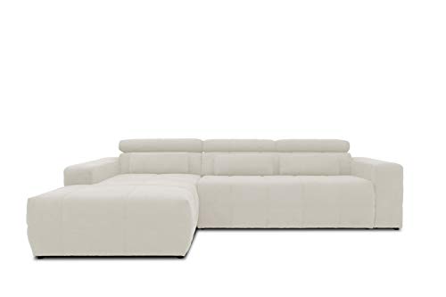 DOMO collection Brandon Ecksofa, Sofa mit Rückenfunktion in L-Form, Polsterecke, Eckgarnitur, beige, 288 x 228 x 80 cm