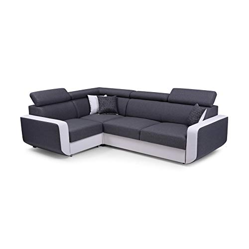 MOEBLO Ecksofa mit Schlaffunktion Eckcouch mit Bettkasten Sofa Couch L-Form Polsterecke Celine (Grau, Ecksofa Links)